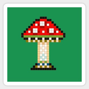 Red Fly Amanita Mushroom On Green Background Sticker